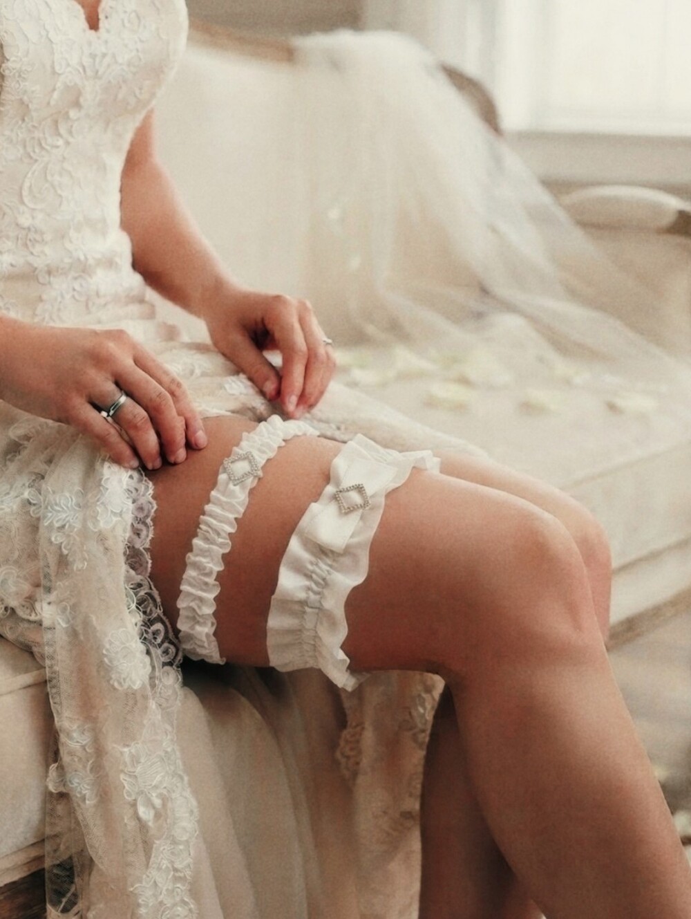 Vintage White Bridal Lace Garter Set